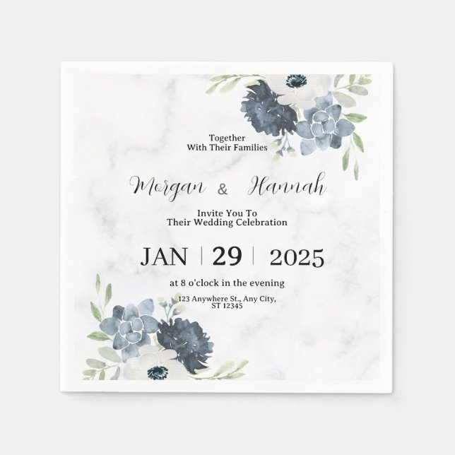 Editable Wedding Invitations Napkins (Front)