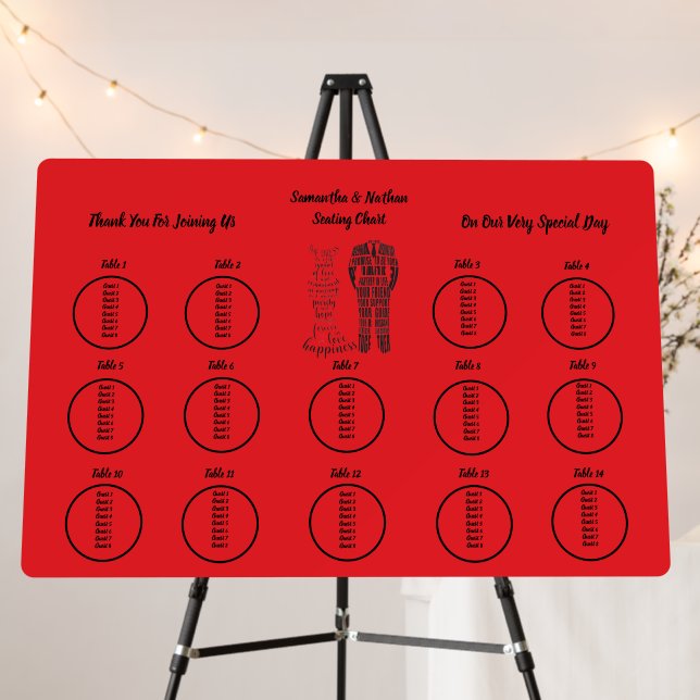 Editable Wedding Seating Chart Template Foam Board (In Situ (Stand))