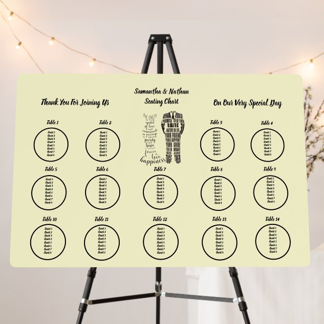 Editable Wedding Seating Chart Template Foam Board (In Situ (Stand))