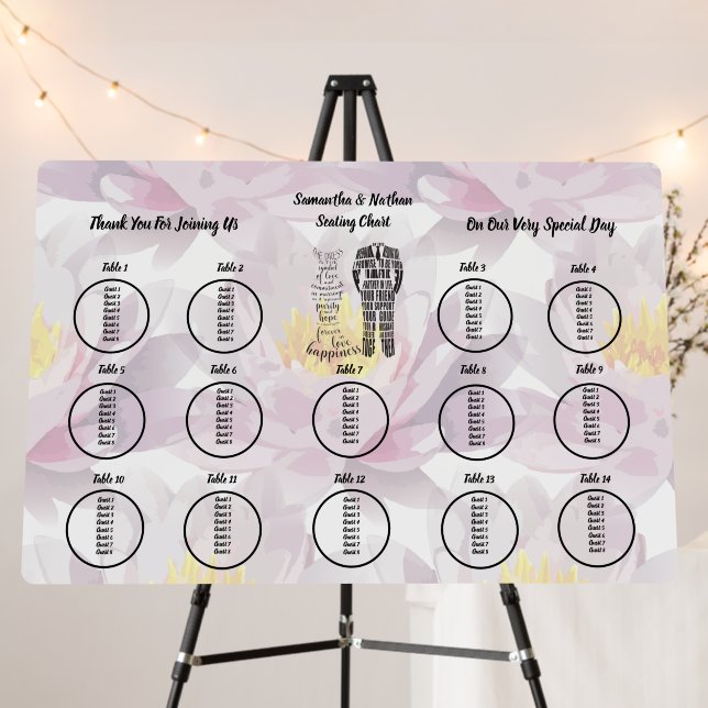 Editable Wedding Seating Chart Template  Foam Board (In Situ (Stand))