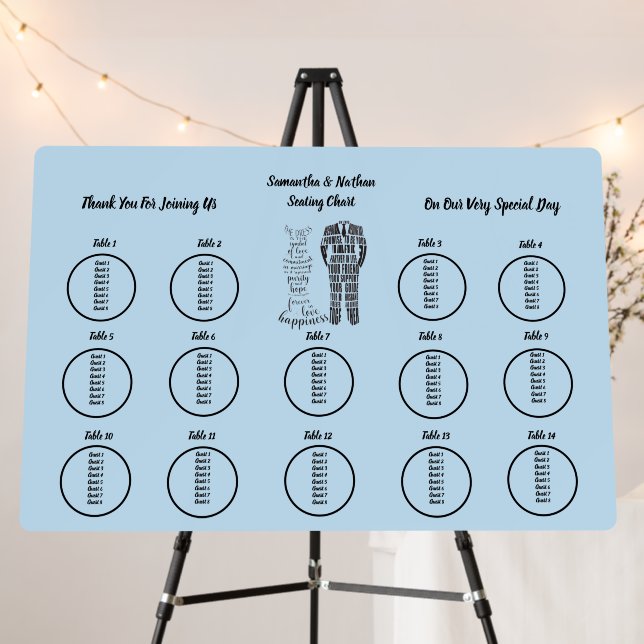 Editable Wedding Seating Chart Template Foam Board (In Situ (Stand))
