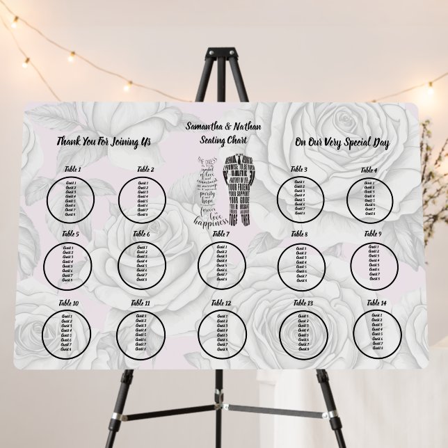Editable Wedding Seating Chart Template Foam Board (In Situ (Stand))