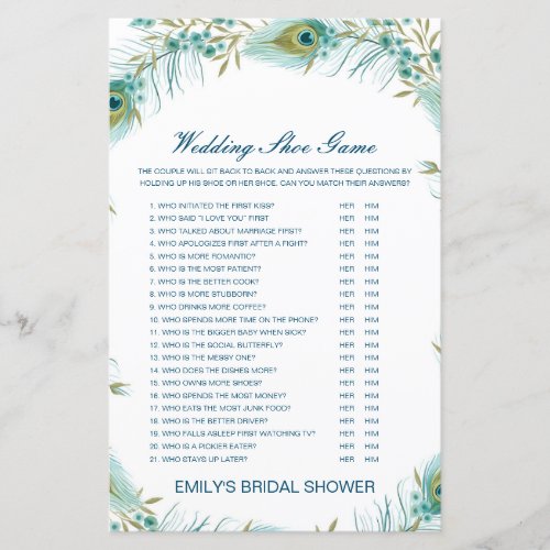 Editable Wedding Shoe Game Wedding Shower Game