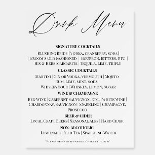 Editable Wedding Signature Drinks Menu Sign