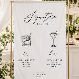 Editable Wedding Signature Drinks Menu Table Sign