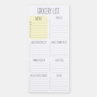 Editable Weekly Meal Planner Grocery Shopping List Magnetic Notepad