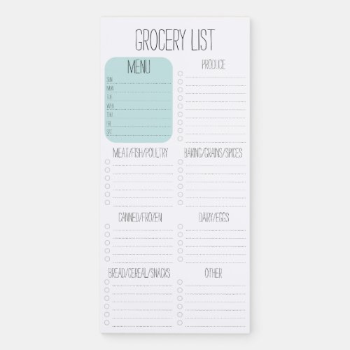Editable Weekly Meal Planner Grocery Shopping List Magnetic Notepad