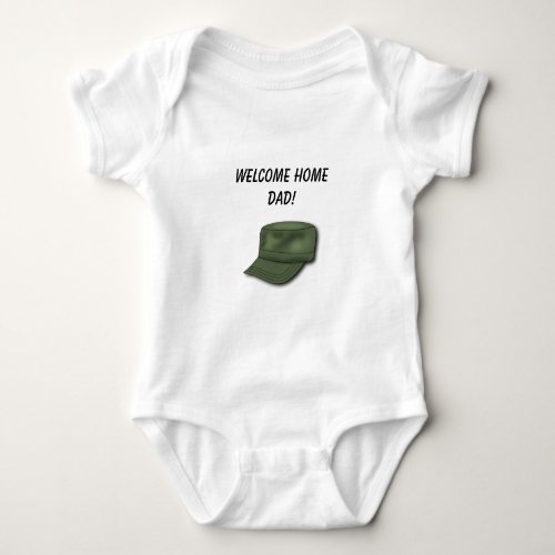 Editable Welcome Home Dad Soldiers Hat Baby Bodysuit
