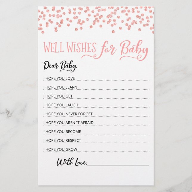 Editable Well Wishes for Baby Shower Party (Front)