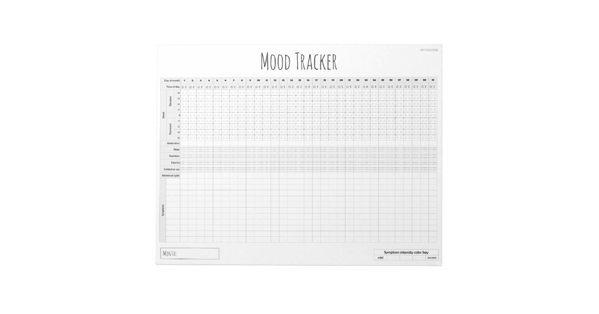 Editable Wellness & Mood Tracker Journal Notepad | Zazzle