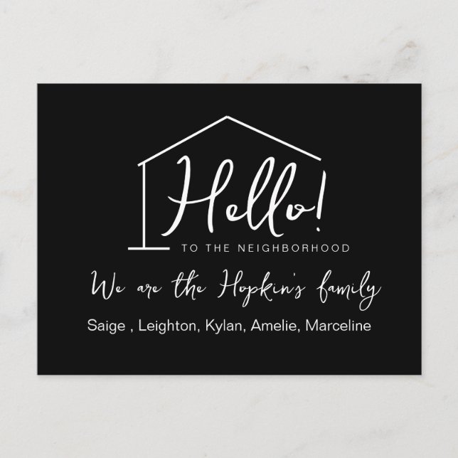 Editable "We're New to the Neighborhood" Card  (Front)