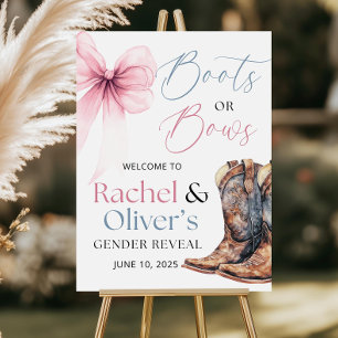 Editable Western Boots or Bows Gender Reveal Sign