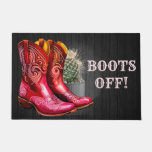 Editable Western Cowboy Boots Off  Doormat