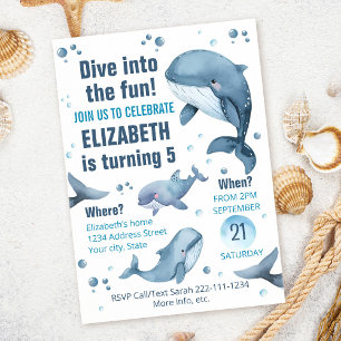Editable Whale Birthday Invitation