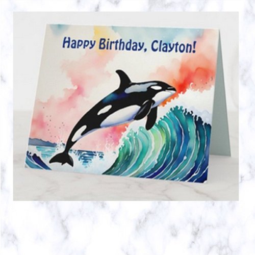 Editable Whale of a Time Birthday Card