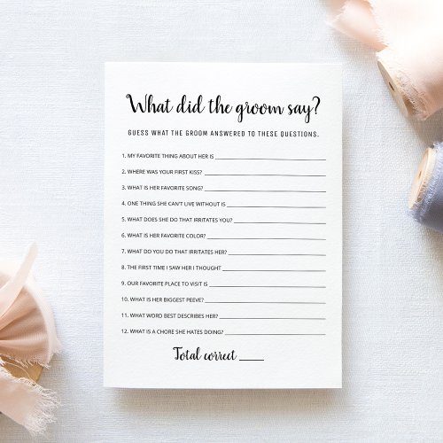 Editable What Did the Groom Say Bridal Shower Card