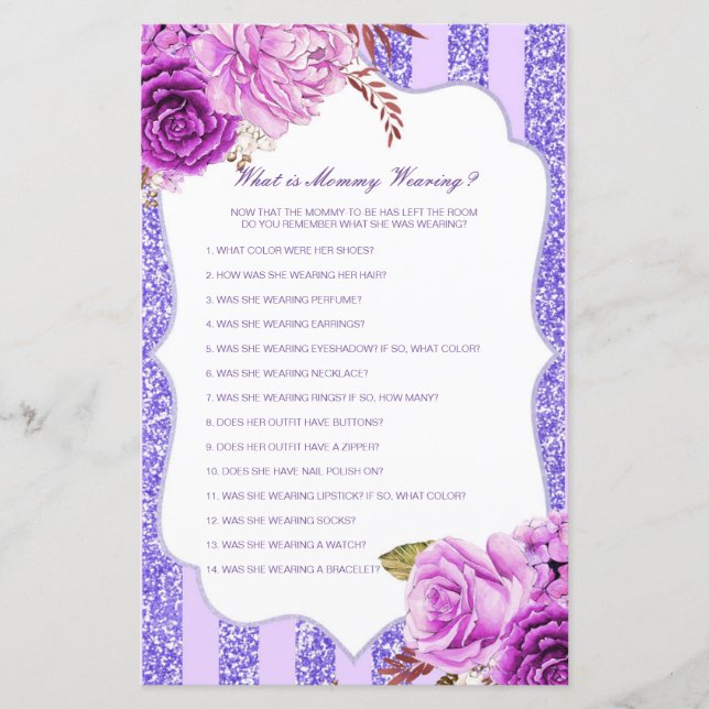 Editable What is Mommy Wearing Baby Shower Game (Front)