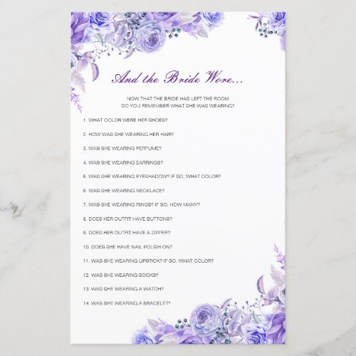 Editable What is the Bride Wearing Bridal Shower