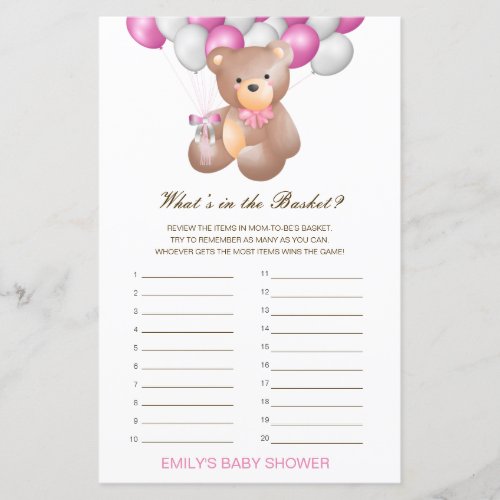 Editable Whats in the Basket Baby Shower Game