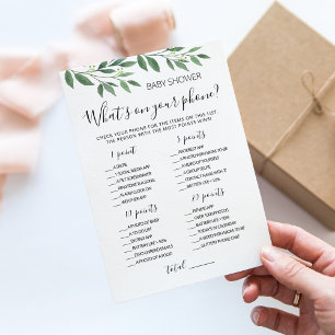 Editable What's on your phone Baby Shower Card