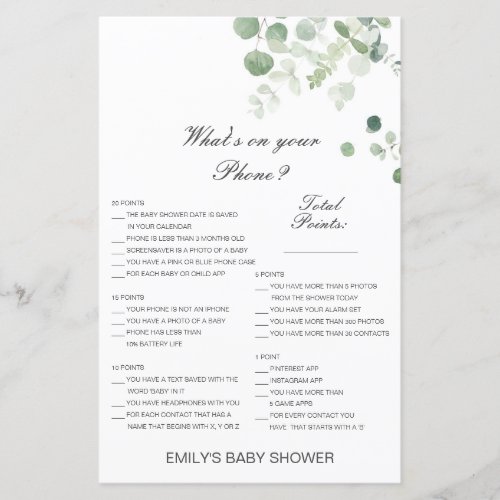 Editable Whats on your Phone Baby Shower Game