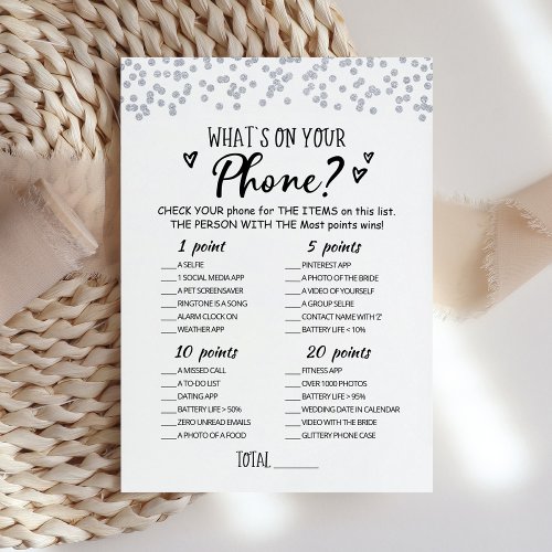 Editable Whats on your phone Bridal Shower Card