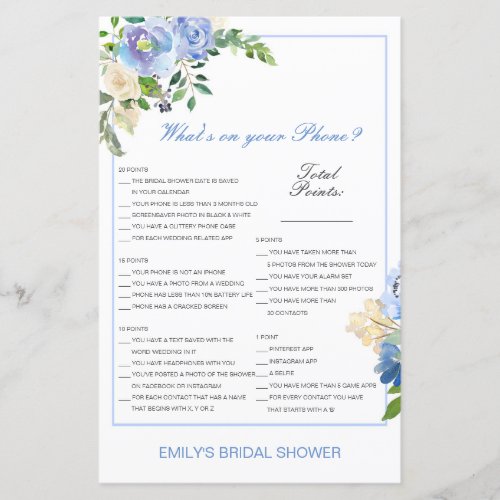 Editable Whats on your Phone Bridal Shower Game