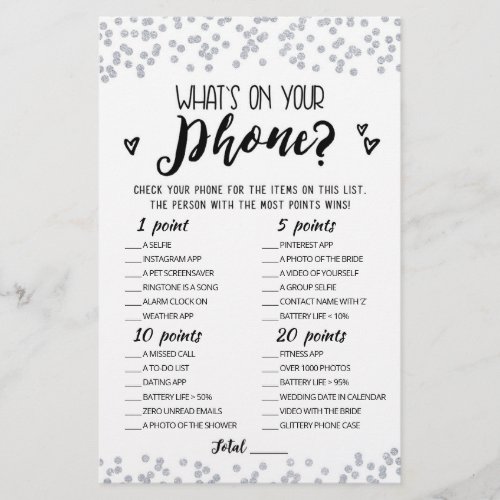 Editable Whats on your phone Hen Party game