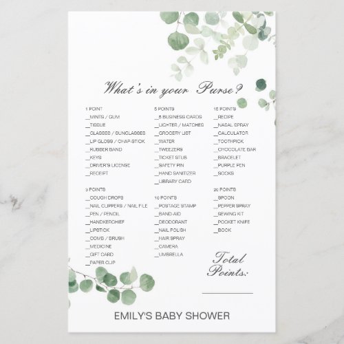 Editable Whats on your Purse Bridal Baby Shower