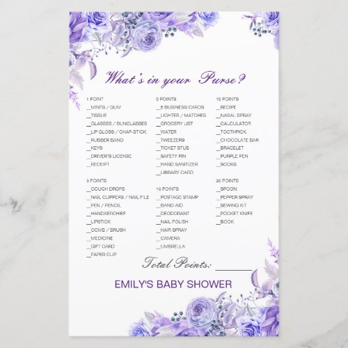 Editable Whats on your Purse Bridal Baby Shower