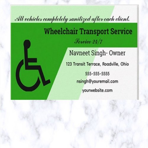 Editable Wheelchair Transport  Business Card
