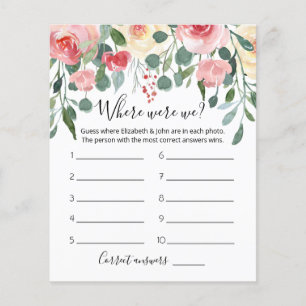Editable Where Were We Bridal Shower game