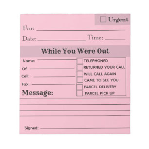 Editable While You Were Out Notepad