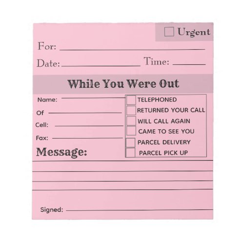 Editable While You Were Out Notepad