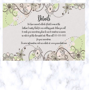 Editable Whimsy Floral Details of the Wedding Enclosure Card