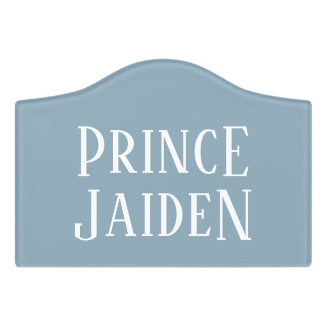 Editable White Color Prince + Boy's Name Door Sign (Small Crest Front)