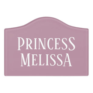 Editable White Color Princess + Girl's Name Door Sign