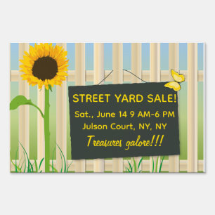 Editable White Picket Fence Sunflower Event  Sign