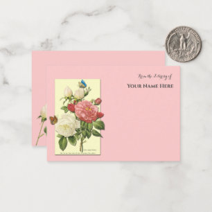 Editable White Red Roses Library of 3.5x2.5 Note Card