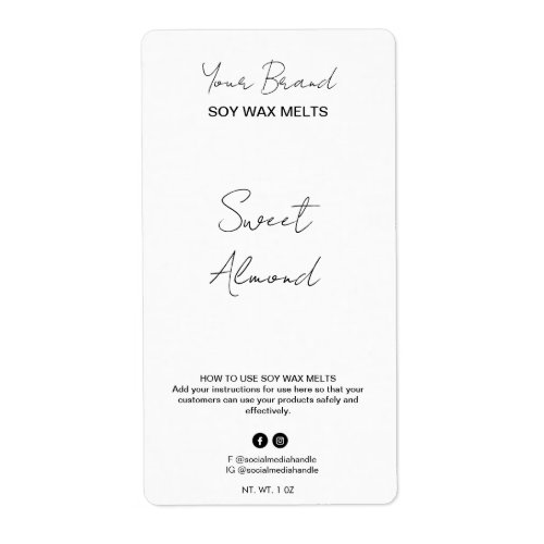 Editable White Soy Wax Melt Labels