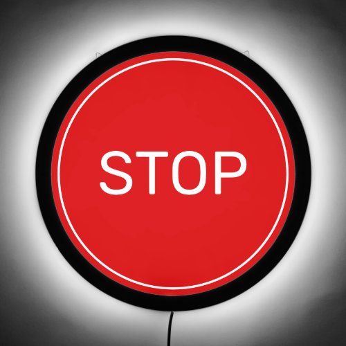 Editable White Stop Text on Red LED Sign