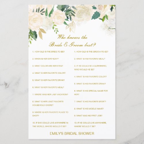 Editable Who Knows Bride and Groom Best Card