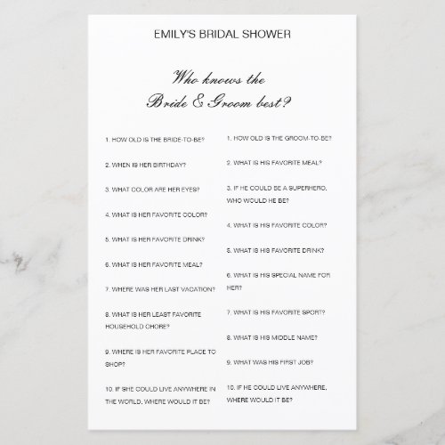 Editable Who Knows Bride and Groom Best Card