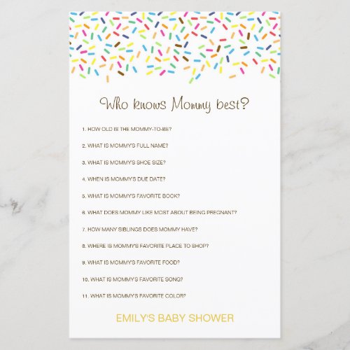 Editable Who Knows Mommy Best Baby Shower Game