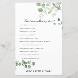 Editable Who Knows Mommy Best Baby Shower Game