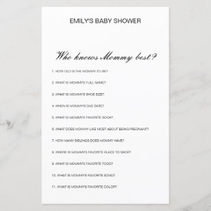 Editable Who Knows Mommy Best Baby Shower Game