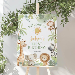 EDITABLE Wild One Birthday Welcome Sign, Safari  Foam Board