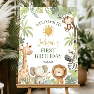 EDITABLE Wild One Birthday Welcome Sign Safari Par
