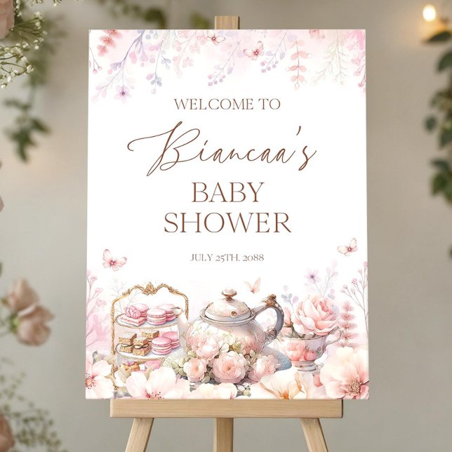 Editable Wildflower Tea Party Baby Shower Sign (Creator Uploaded)