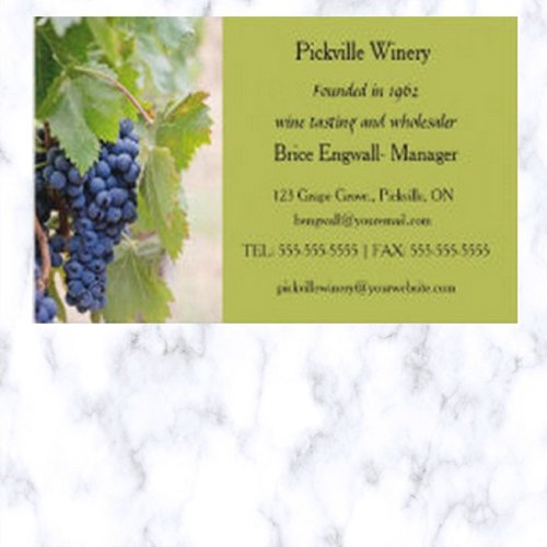 Editable Winery Business Card
